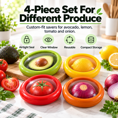 4-Piece Reusable Produce Saver Set | Airtight Storage Containers