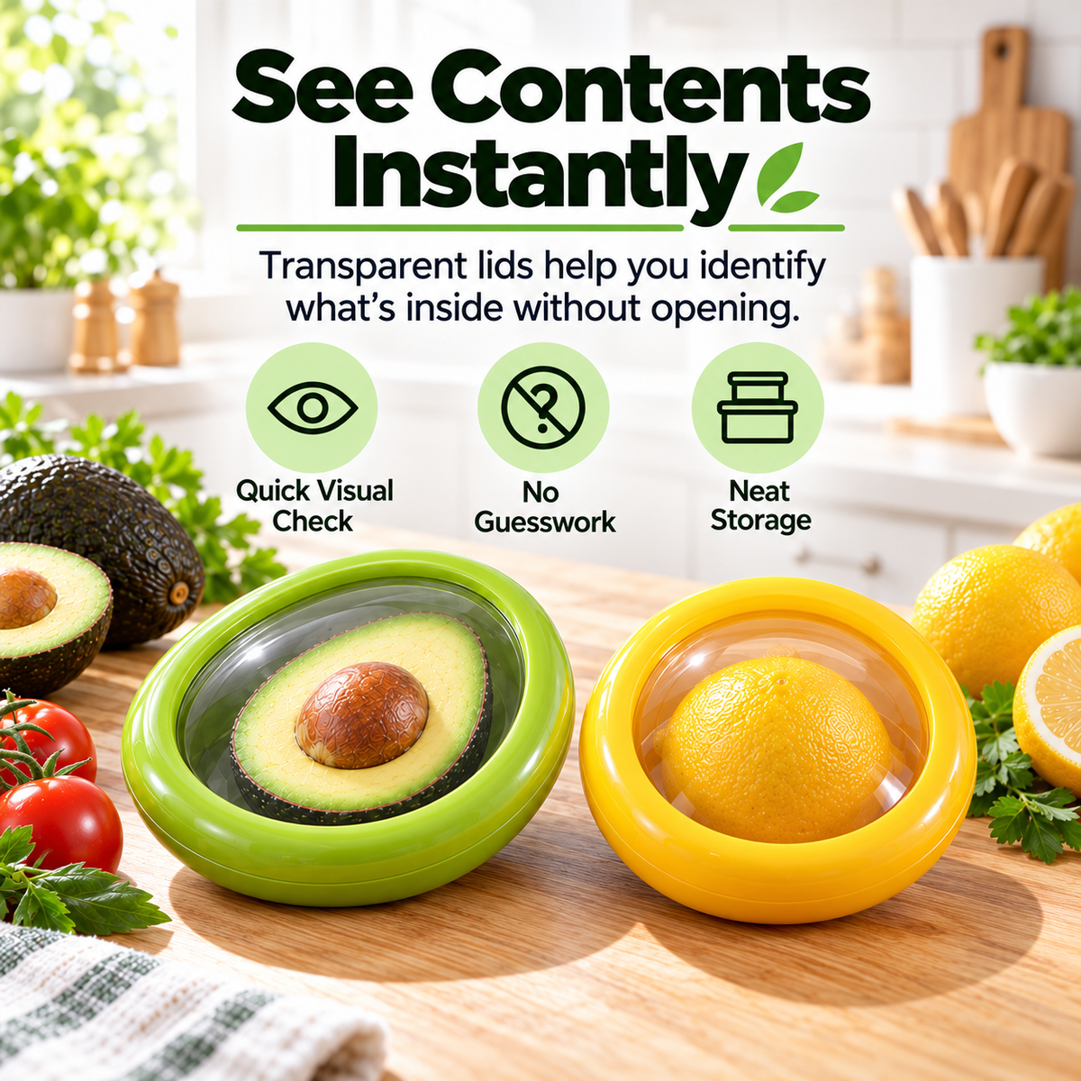 4-Piece Reusable Produce Saver Set | Airtight Storage Containers