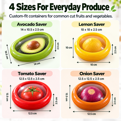 4-Piece Reusable Produce Saver Set | Airtight Storage Containers